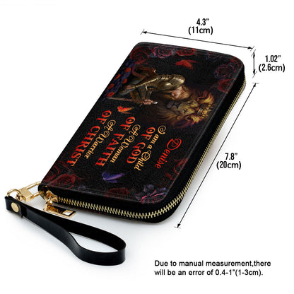 Jesuspirit | Personalized Leather Clutch Purse With Wristlet Strap Handle | Spiritual Gifts For Christian Women | A Woman Of Faith LHBM728 CPM728
