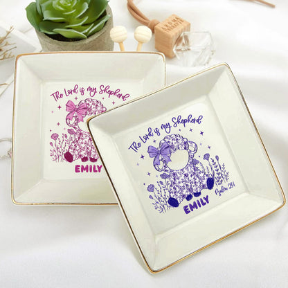 The Lord Is My Shepherd | Personalized Ceramic Ring Dish Square