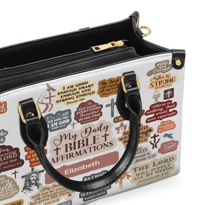 Jesuspirit | Personalized Leather Handbag With Zipper | My Daily Bible Affirmation LHBM726
