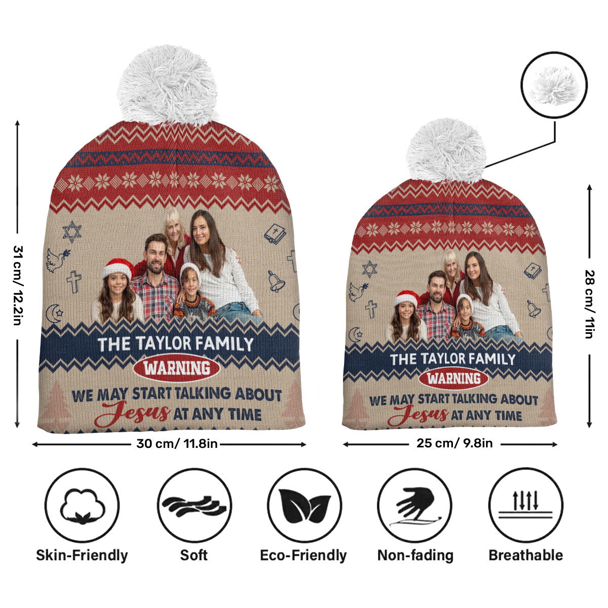 Warning We My Start Talking About Jesus At Any Time | Personalized Bobble Beanie Hat JSBBHPT2537L