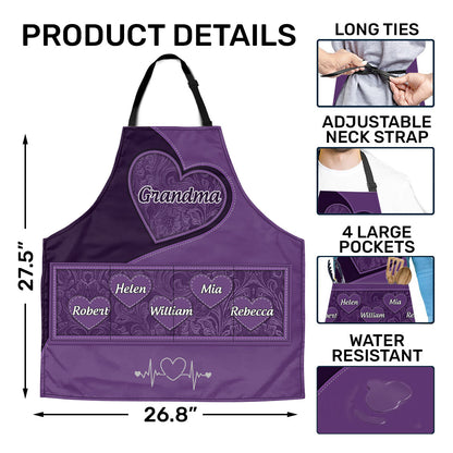 Grandma's Little Sweethearts | Personalized Apron With Pocket