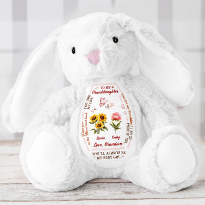 To My Daughter Granddaughter Birth Month Flowers | Personalized Stuffed Bunny