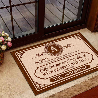 As For Me And My House We Will Serve The Lord | Personalized Doormat JSDMPH1786M