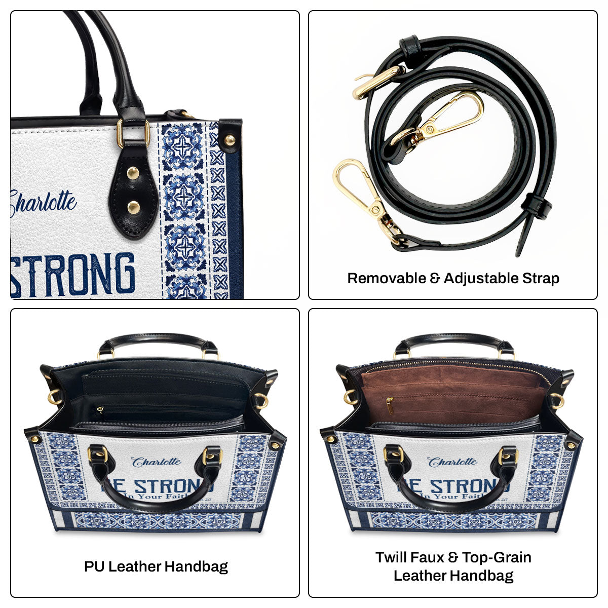 Be Strong In Your Faith - Unique Personalized Leather Handbag HIHN304