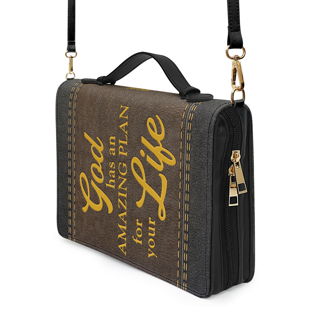 Jesuspirit Personalized Bible Cover With Handle | God Has Amazing Plan For Your Life | Cross And Sunflower | Zippered Bible Carrying Case HN150
