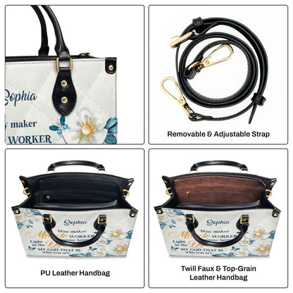 Personalized Leather Handbag With Handle | Way Maker And Miracle Worker