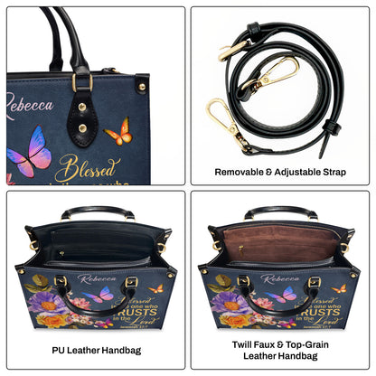 Jesuspirit | Blessed Is The Woman Who Trusts In The Lord | Jeremiah 17:7 | Personalized Flower Leather Handbag LHBM680