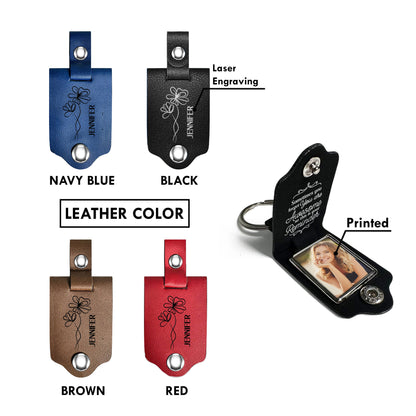 Jesuspirit Personalized Leather Photo Keychain | You Are Awesome LPKHN07