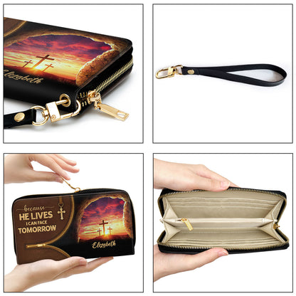 Because He Lives, I Can Face Tomorrow - Personalized Clutch Purse NUH267