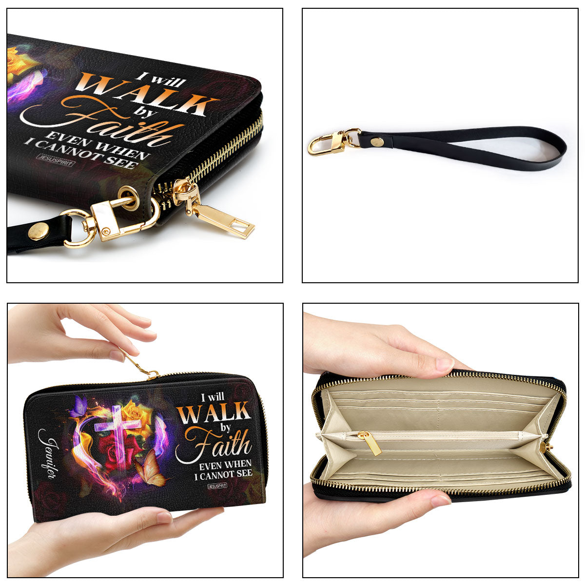 Must-Have Personalized Clutch Purse - I Will Walk By Faith Even When I Cannot See Him NUH433