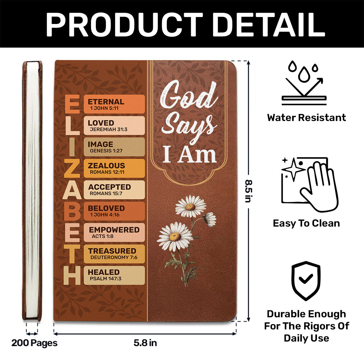 God Says I Am | Personalized Leather Cover Notebook