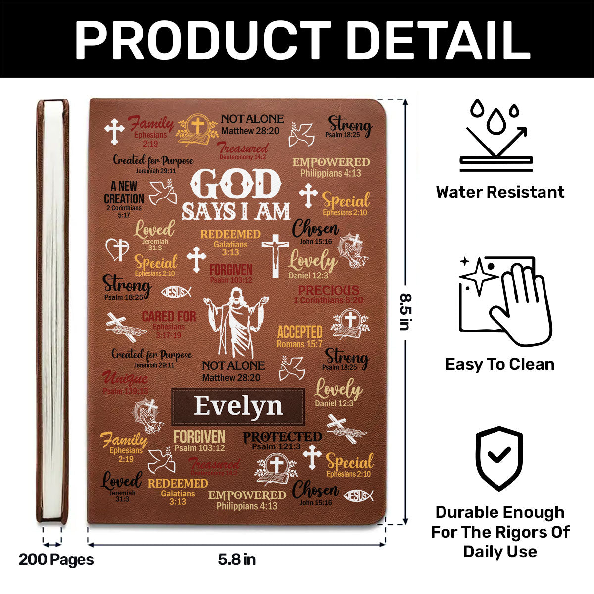 God Says I Am | Personalized Leather Cover Notebook