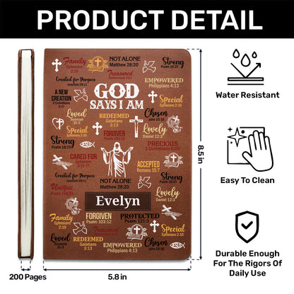 God Says I Am | Personalized Leather Cover Notebook