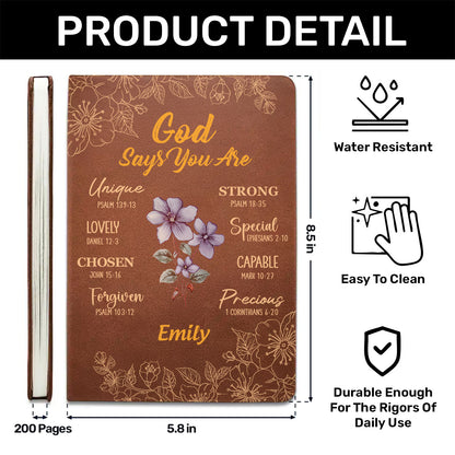 God Says I Am | Personalized Leather Cover Notebook