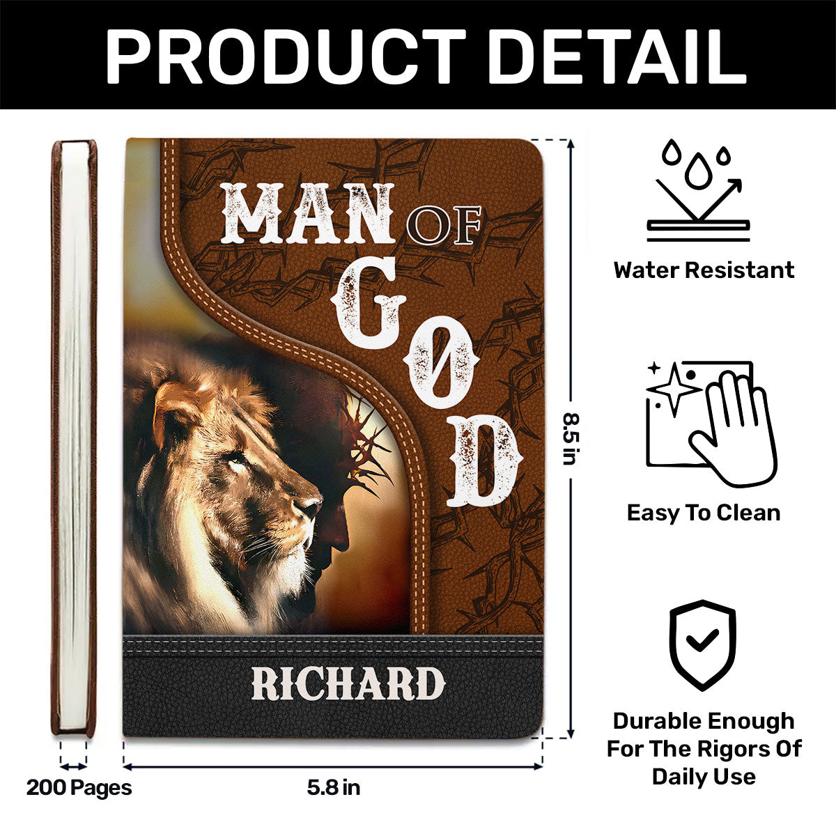 Man Of God/Woman Of God | Personalized Leather Cover Notebook