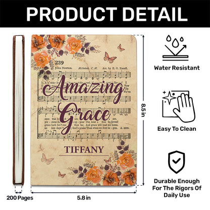 Amazing Grace | Personalized Leather Cover Notebook