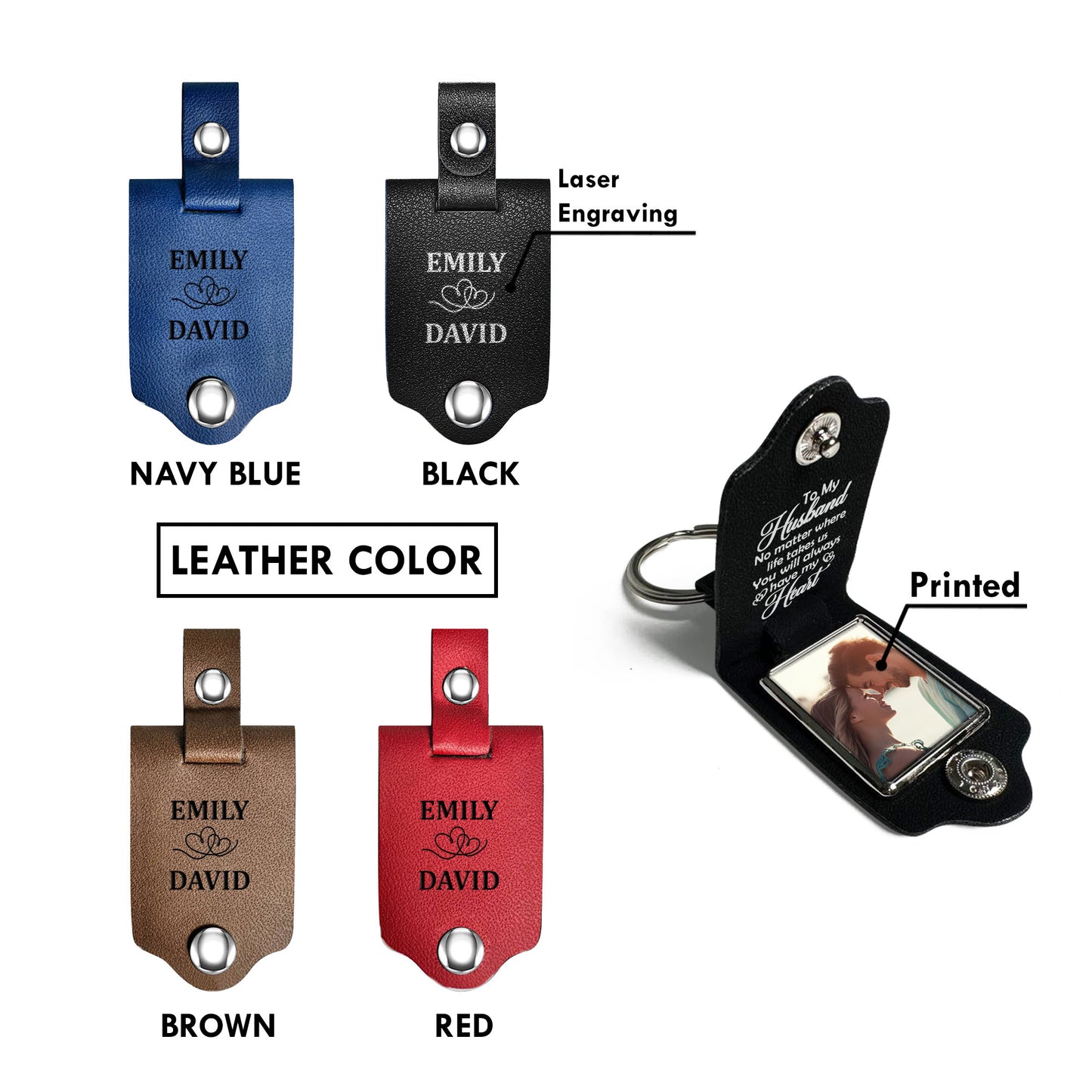 You Will Always Have My Heart  - Leather Photo Keychain LPKM04