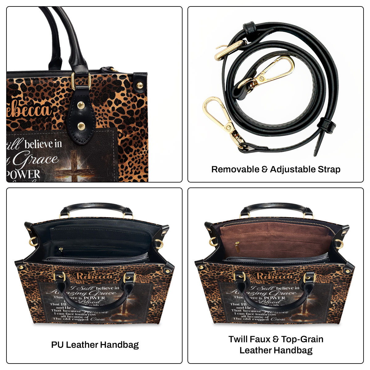 Jesuspirit | Personalized Leather Handbag With Zipper | I Still Believe In Amazing Grace LHBM744