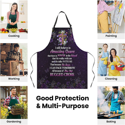 Jesuspirit Apron With Adjustable Neck Strap | I Still Believe In Amazing Grace | Faith Cross & Flower NUH269