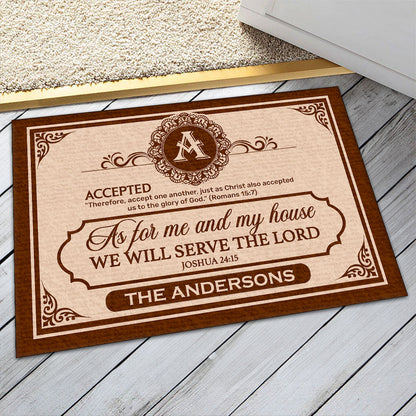 As For Me And My House We Will Serve The Lord | Personalized Doormat JSDMPH1786M