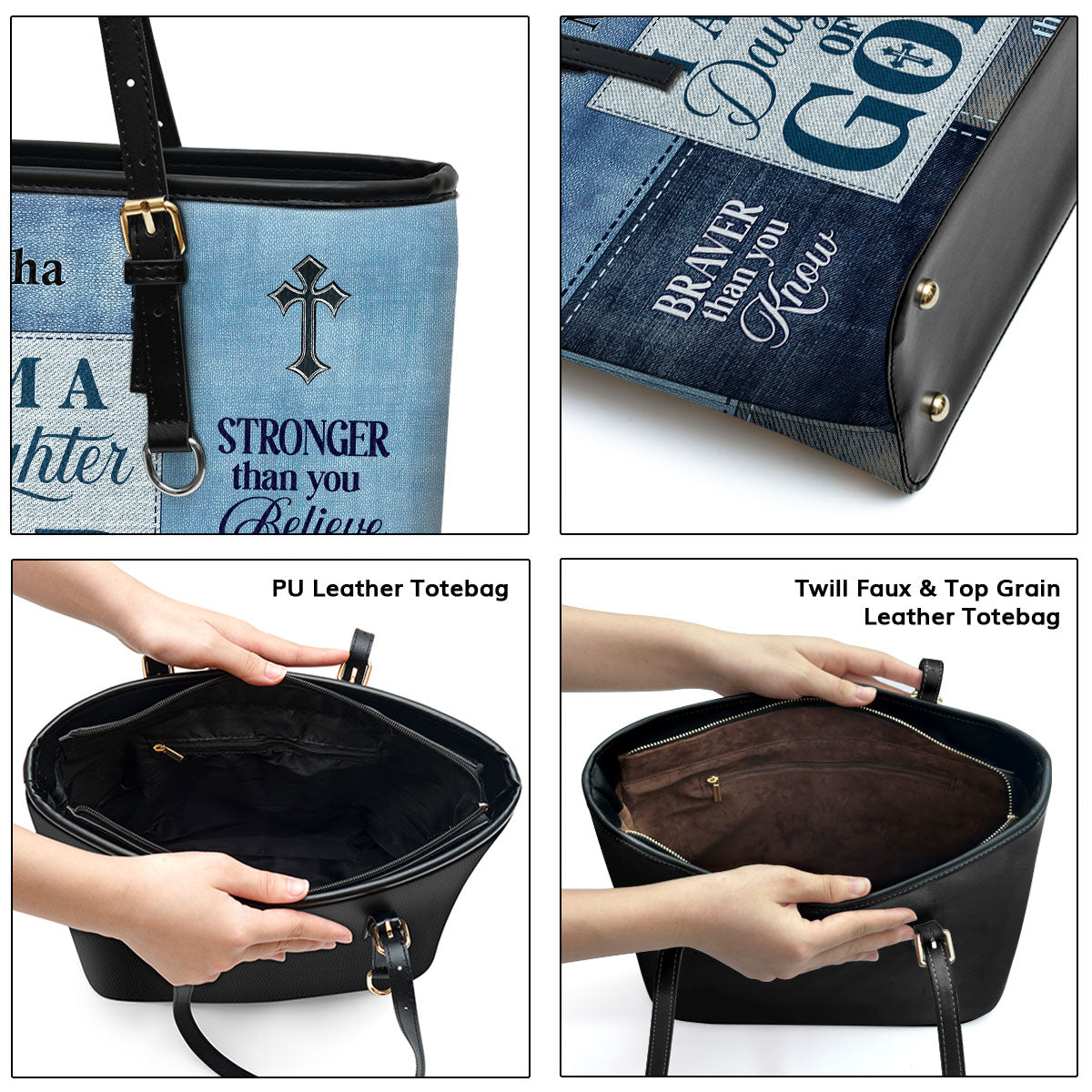 Jesuspirit | Personalized Leather Tote Bag | Religious Gift For Worship Friends LLTBM764