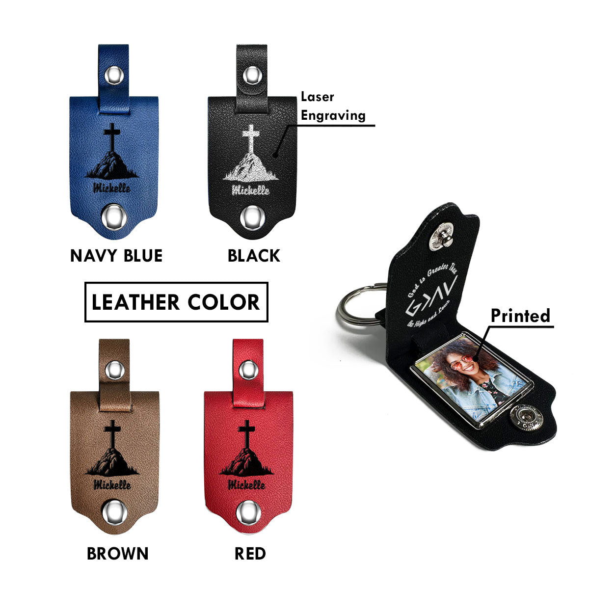 Jesuspirit Personalized Leather Photo Keychain | The Highs And Lows LPKHN09