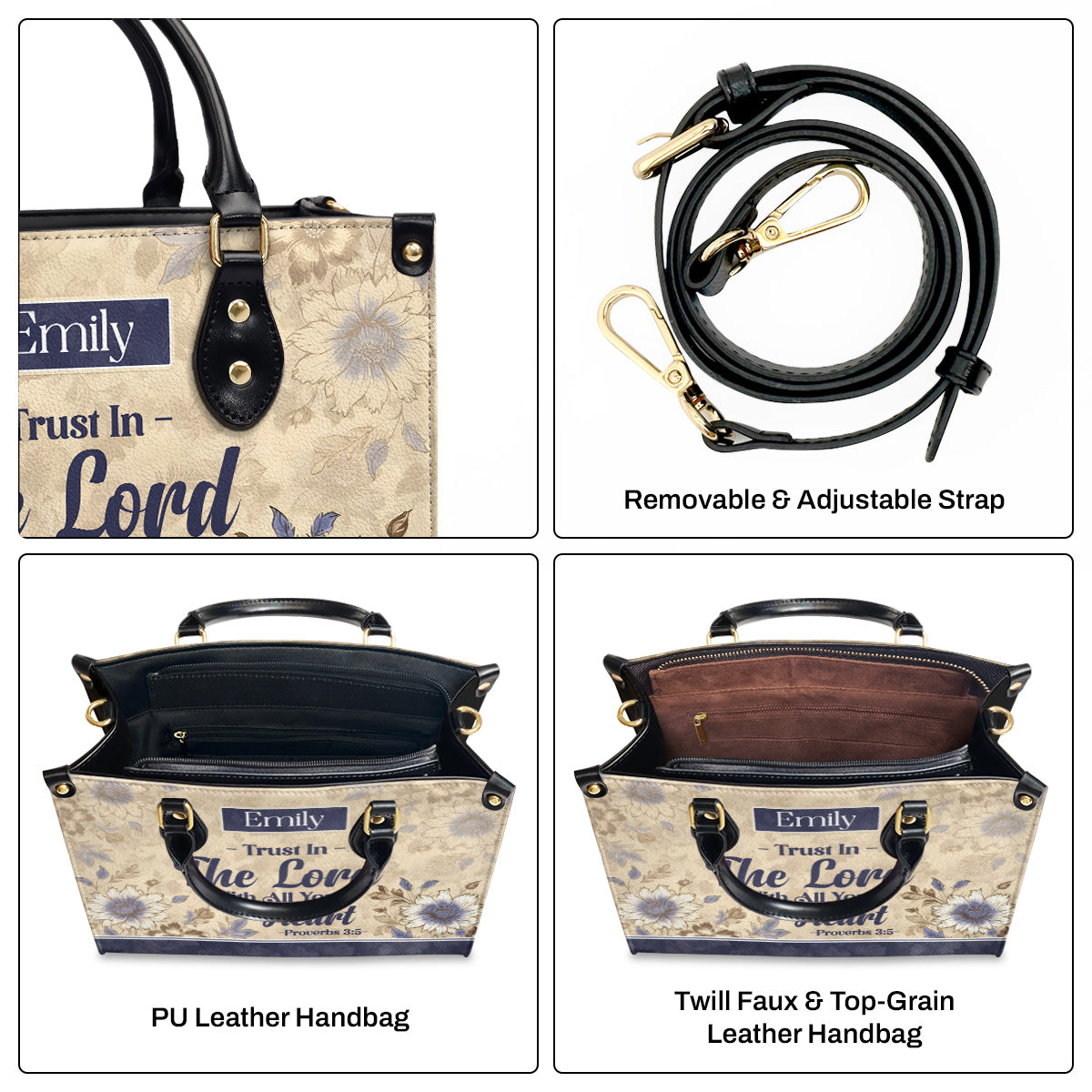 Trust In The Lord | Personalized Leather Handbag JSLHBTTN915M