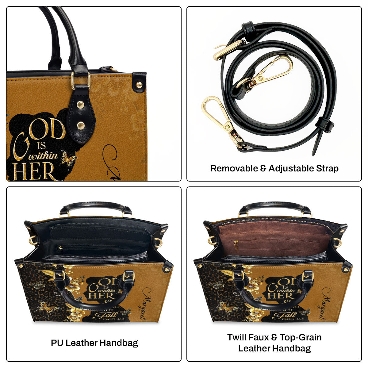 Jesuspirit | Personalized Leather Handbag With Zipper | God Is Within Her LHBM747