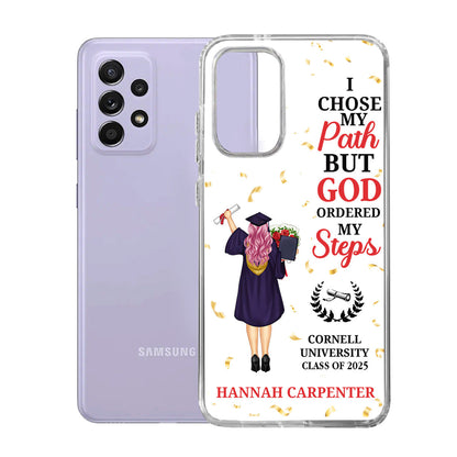 I Chose My Path But God Ordered My Steps | Personalized Clear Silicone Phone Case