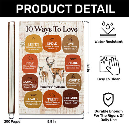 10 Ways To Love | Personalized Leather Cover Notebook
