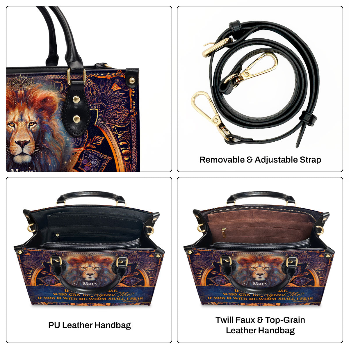 Jesuspirit | Personalized Leather Handbag With Zipper | If God Is For Me LHBM751