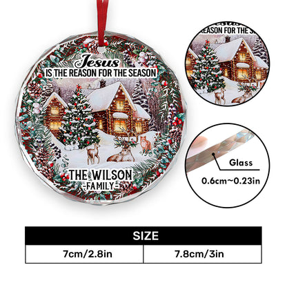 Jesus Is The Reason For The Season | Personalized 1-Side Round Glass Ornament