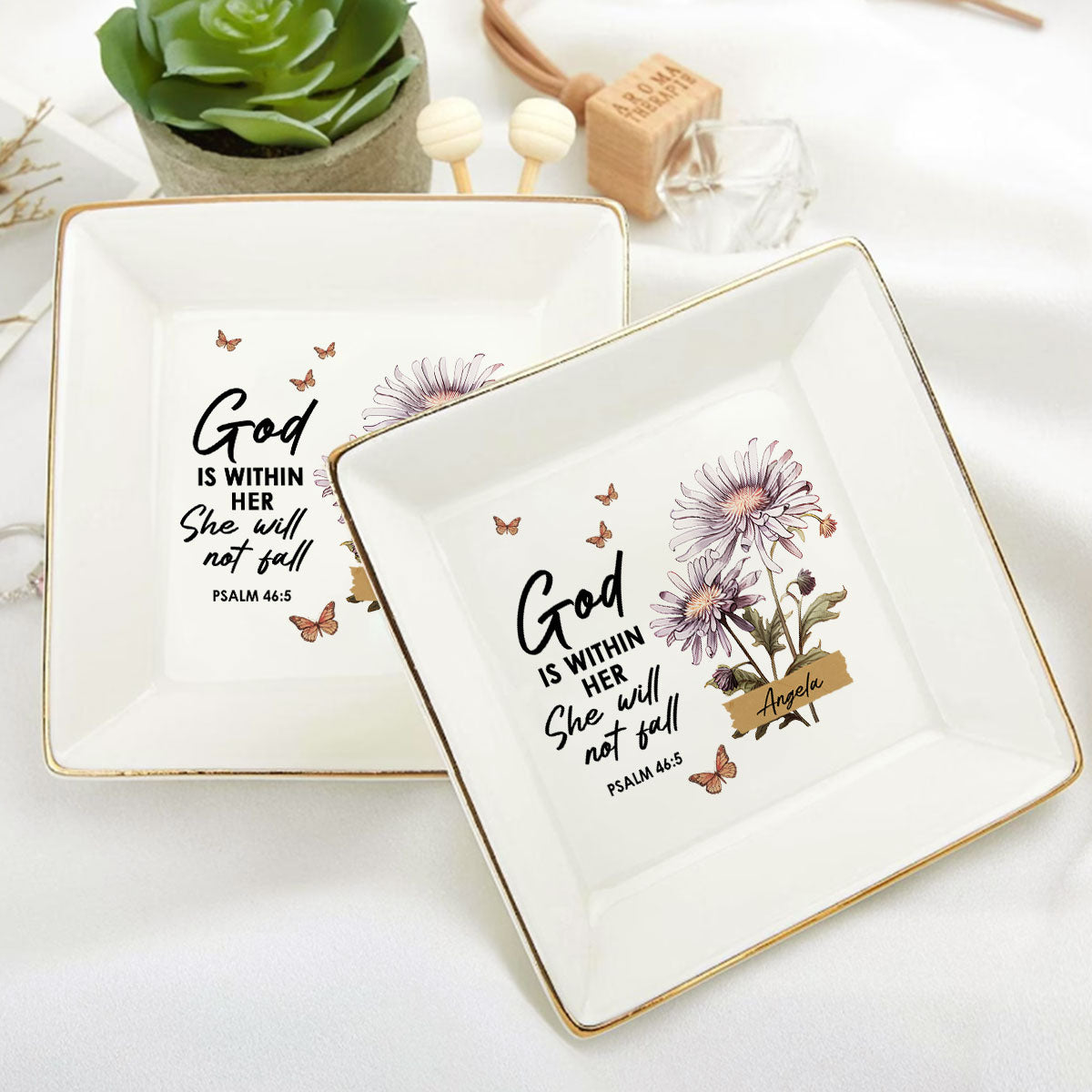 God Is Within Her She Will Not Fall | Personalized Jewelry Dish