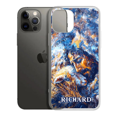 Abstract Painting Of Jesus And Lost Lamb | Personalized Clear Silicone Phone Case