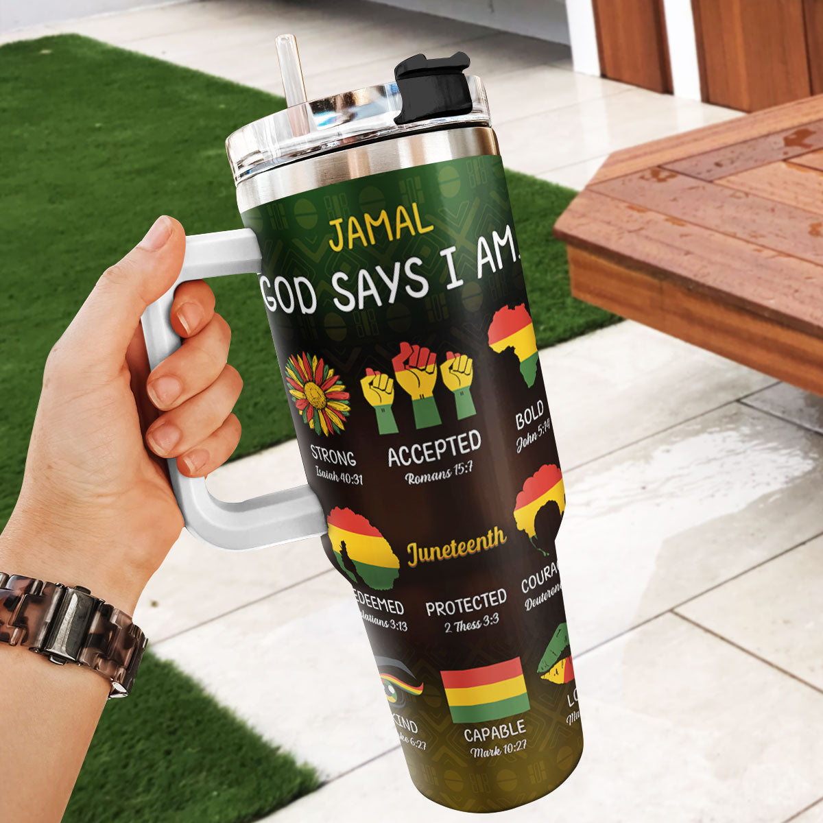 God Says I Am | Personalized Stainless Steel Tumbler JSSSTHA09