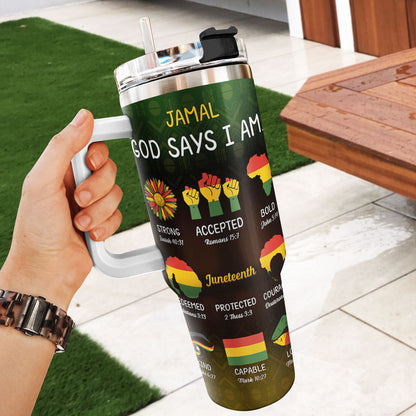 God Says I Am | Personalized Stainless Steel Tumbler JSSSTHA09