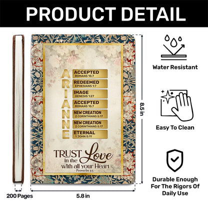 Trust In The Lord With All Your Heart | Personalized Leather Cover Notebook