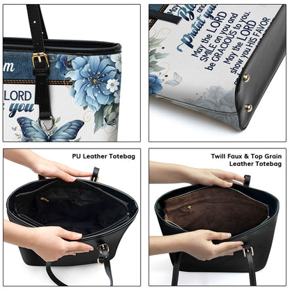 May The Lord Bless You And Protect You | Personalized Large Leather Tote Bag LLTBM784