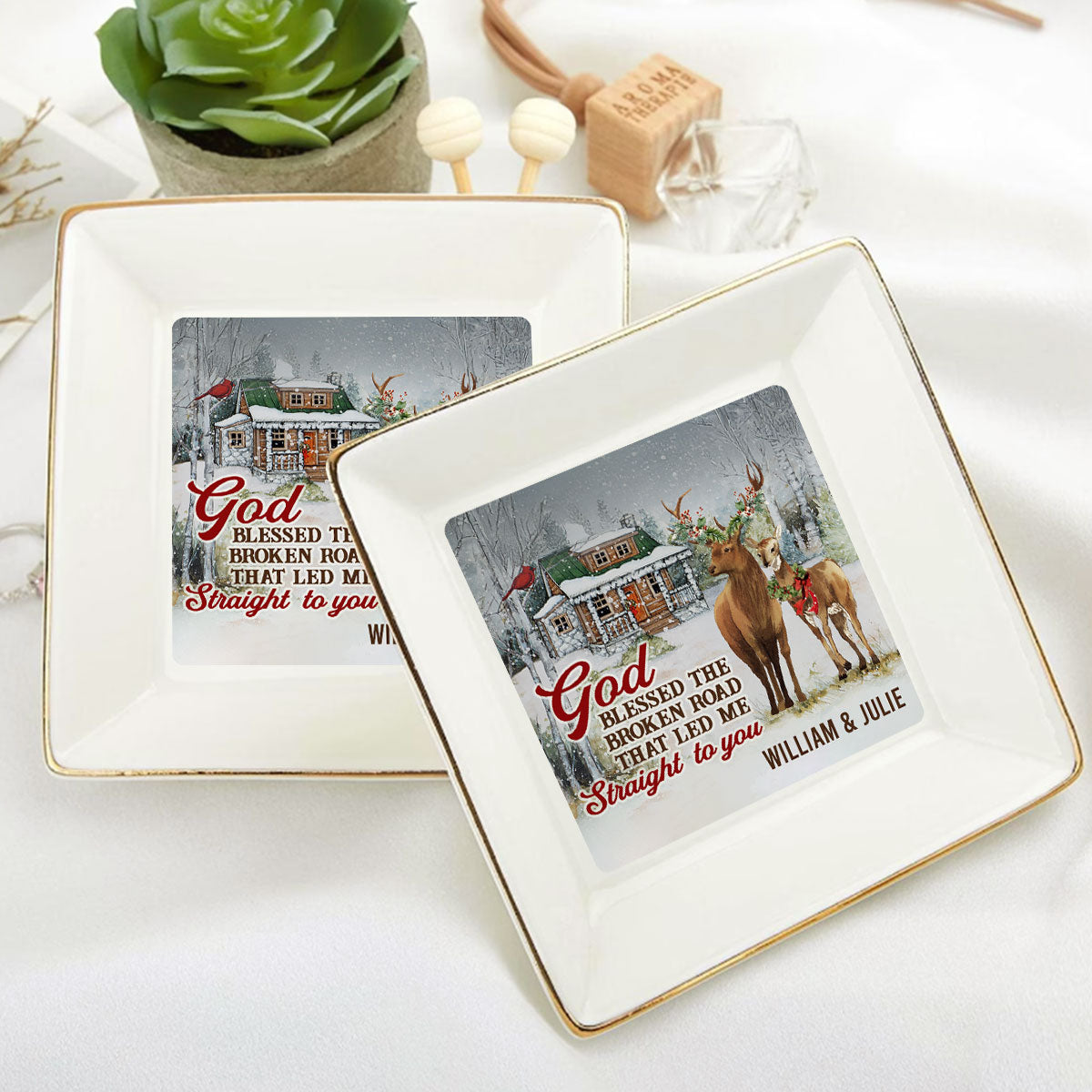 God Blessed The Broken Road That Led Me Straight To You | Personalized Jewelry Dish