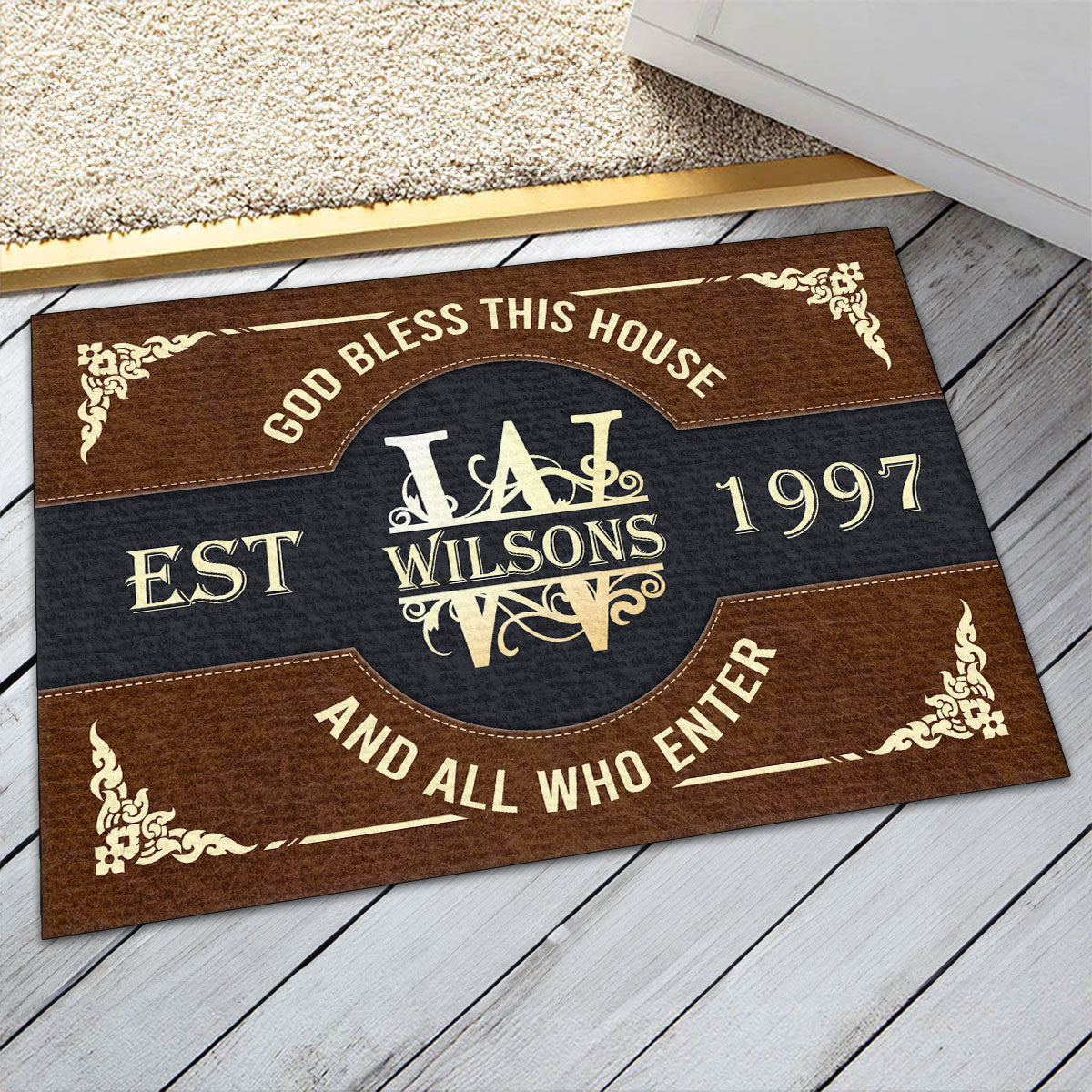 God Bless This House And All Who Enter | Personalized Doormat JSDMPT1799L