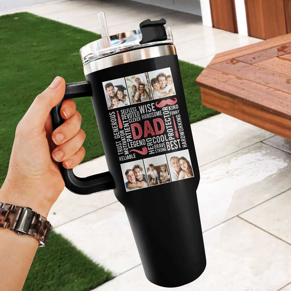 Dad Hero Handsome | Personalized Stainless Steel Tumbler JSSSTT44