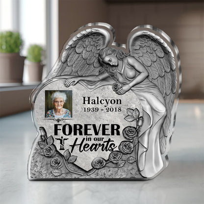 Forever In Our Hearts | Personalized Custom Shaped Squared Acrylic Plaque JSAPPPT1669TA