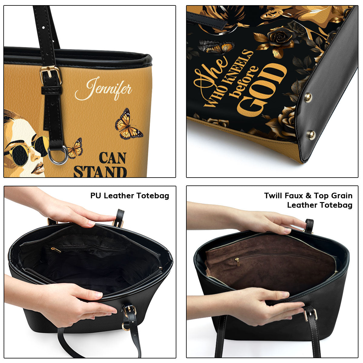 She Can Stand Before Anyone | Personalized Large Leather Tote Bag LLTBM746