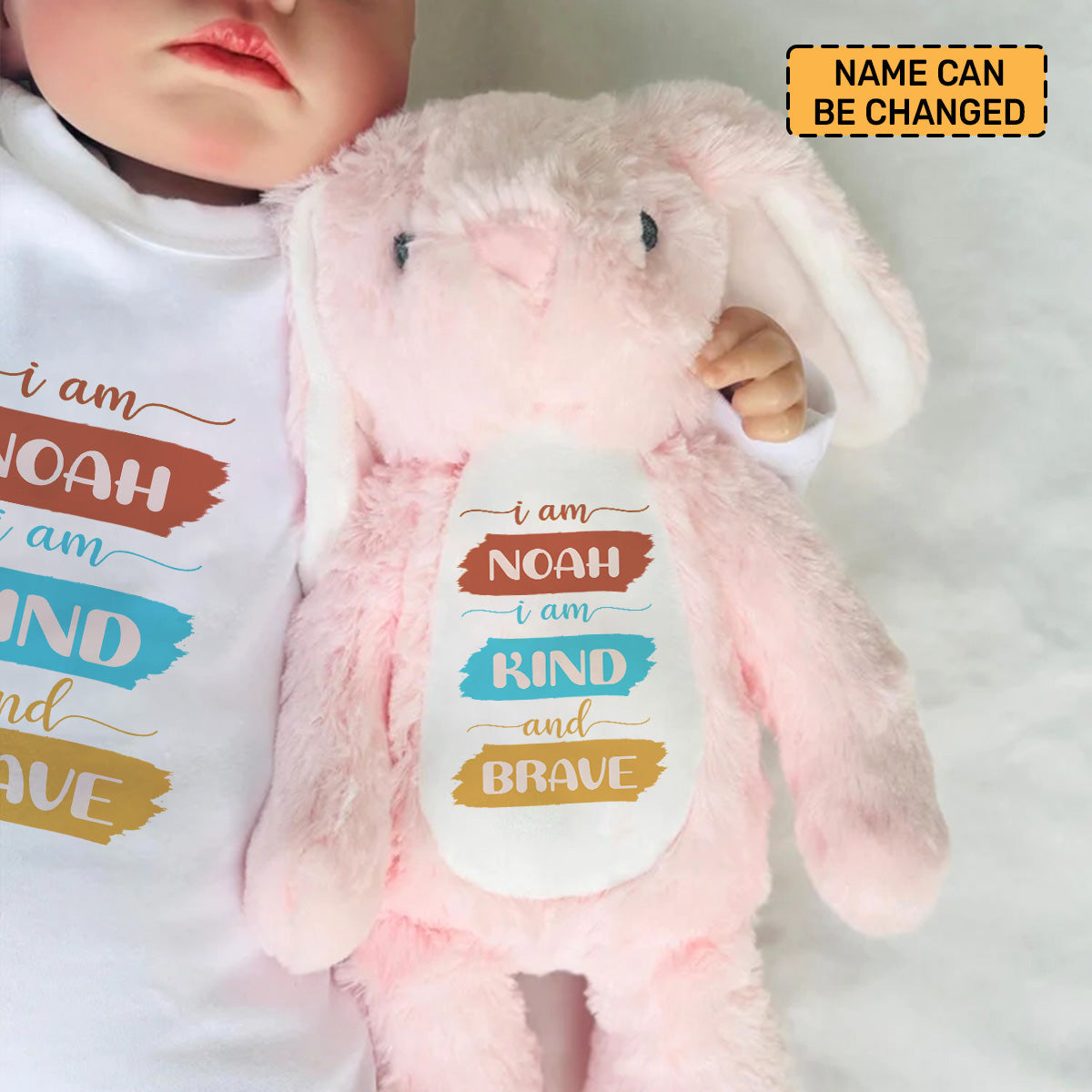 I Am Kind And Brave | Personalized Stuffed Bunny