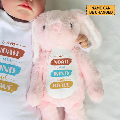 I Am Kind And Brave | Personalized Stuffed Bunny