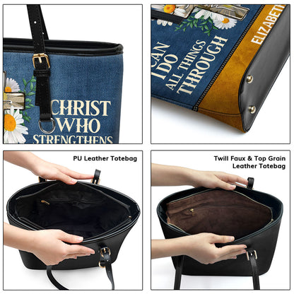 Jesuspirit | Personalized Leather Tote Bag | I Can Do All Things LLTBM779