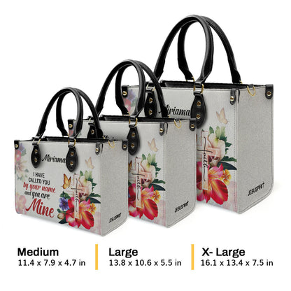 Jesuspirit | Personalized Leather Handbag | I Have Called You By Your Name | Isaiah 43:1 | Cross And Flower H143