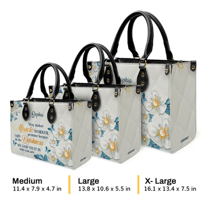 Personalized Leather Handbag With Handle | Way Maker And Miracle Worker
