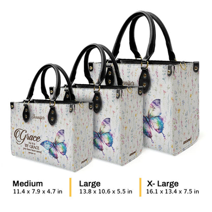 Jesuspirit | For It Is By Grace You Have Been Saved | Ephesians 2:8 | Worship Gift For Spiritual Friends | Personalized Leather Handbag With Handle LHBHN808