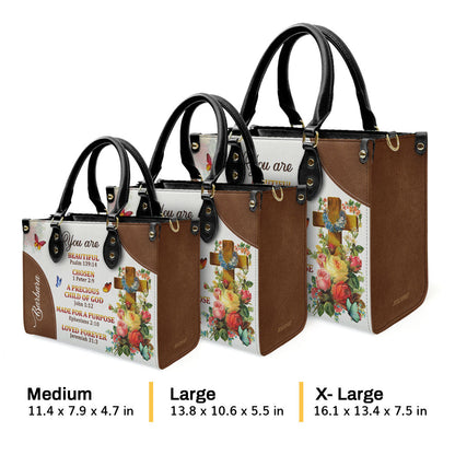 Jesuspirit | A Precious Child Of God | Unique Personalized Leather Handbag For Women | Roses And Cross LHBM705